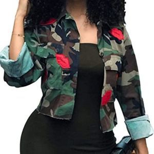 Sexyshine Women's Classic Casual Long Sleeve Camo Lightweight Zipper Outwear